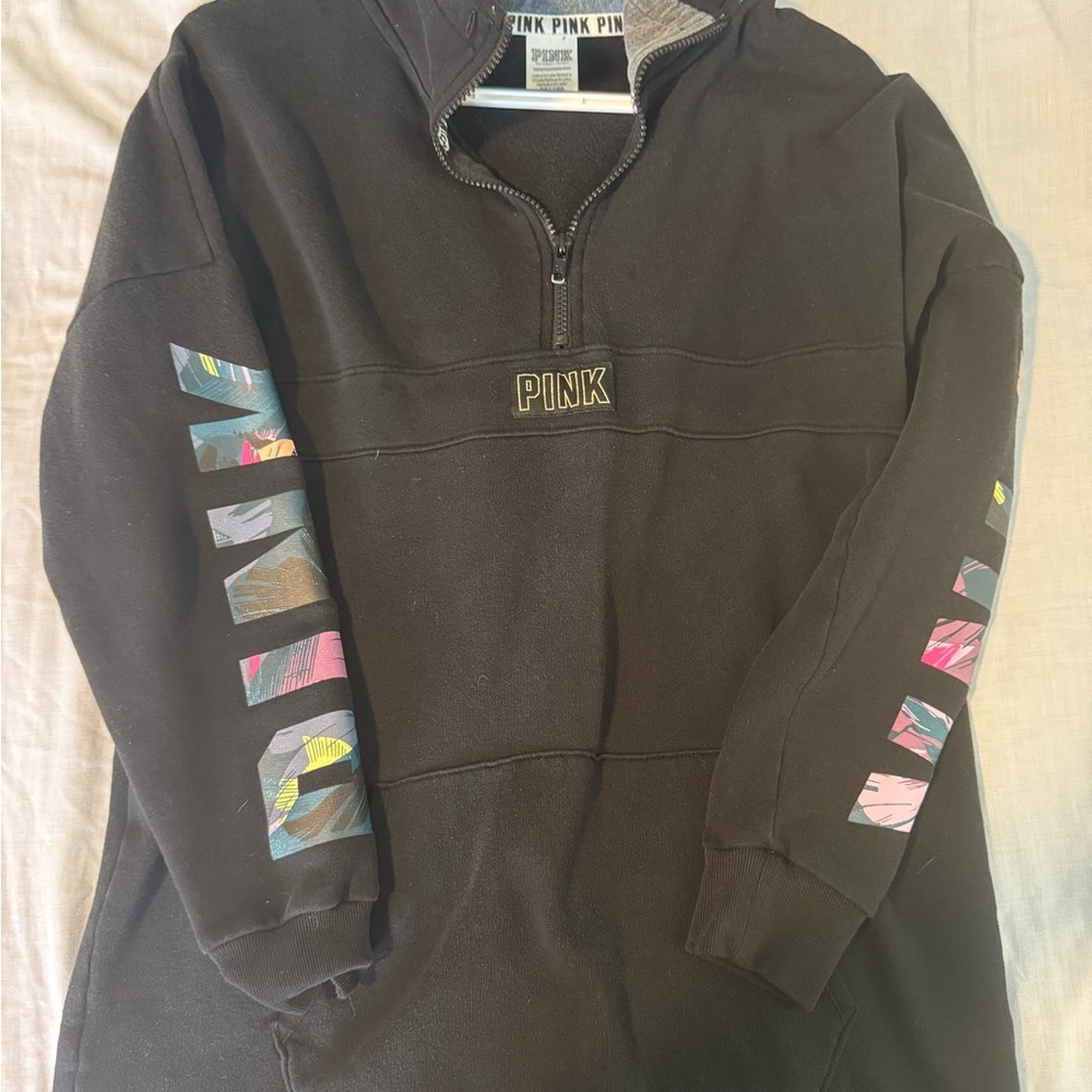 Victoria's Secret PINK Men's Black Zip-Up Sweater